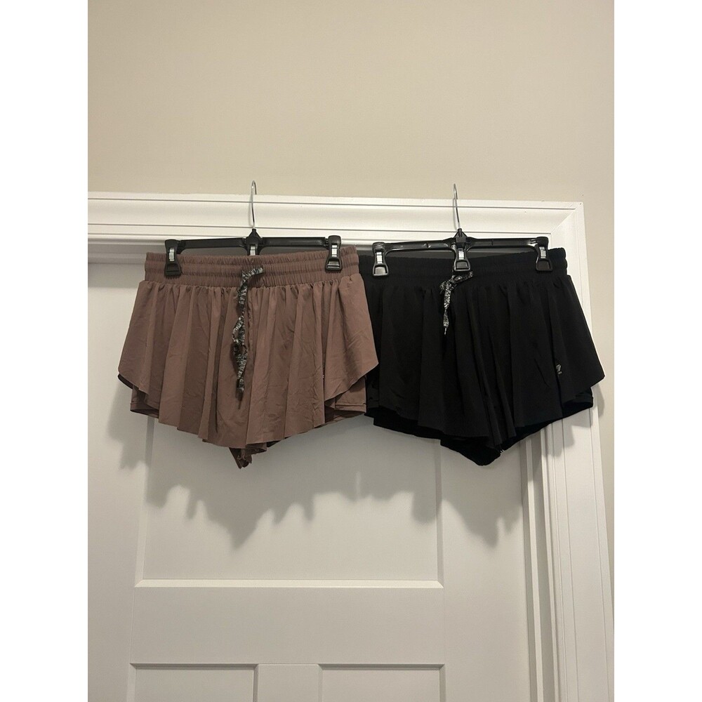 Lot Of 2 Inflachi Professional Fitness Shorts Black Purple Athletic Gym Size XL